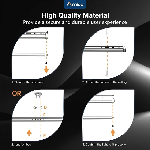 Alt view image 6 of 7 - Amico 10 Pack 4FT LED Wraparound Light, 5CCT Selectable, 30/40/50W, 6500LM