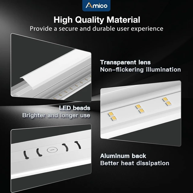 Alt view image 5 of 7 - Amico 10 Pack 4FT LED Wraparound Light, 5CCT Selectable, 30/40/50W, 6500LM