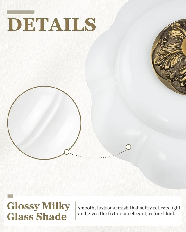 Alt view image 5 of 7 - AUTELO 15" Milk Glass Ceiling Light, Semi Flush Mount Ceiling Light