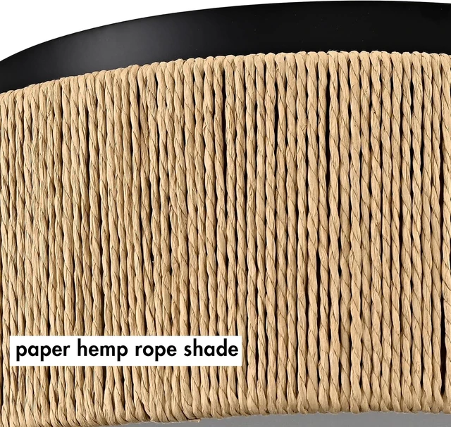 Alt view image 2 of 7 - YUBOLE Woven Ceiling Light 3-Light Bohemian Flush Mount Ceiling Light