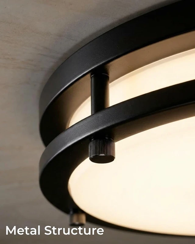 Alt view image 4 of 7 - 15in Flush Mount Ceiling Light Fixture Black 1Pack, 5CCT Wattage Adjustable