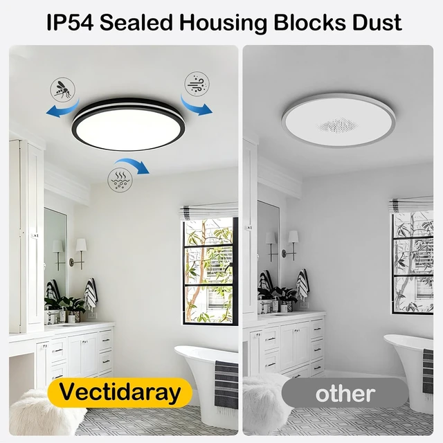Alt view image 3 of 7 - 20inch Matte Black Round LED Flush Mount Ceiling Light IP54 50W