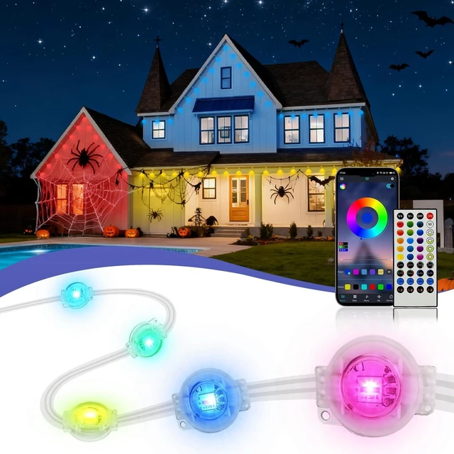 Main image of XINKAITE 150ft Permanent Outdoor Lights for House,Eave Lighting with App/Remote Control, IP67 Waterproof smartlight for Christmas, Halloween, Holiday, Party, Daily