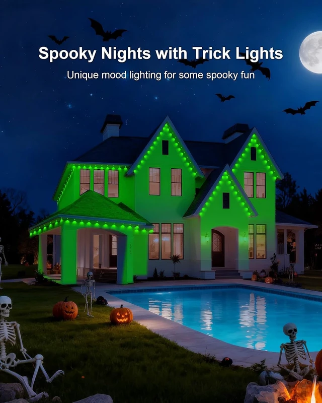 Alt view image 2 of 7 - XINKAITE 150ft Permanent Outdoor Lights for House,Eave Lighting with App/Remote Control, IP67 Waterproof smartlight for Christmas, Halloween, Holiday, Party, Daily