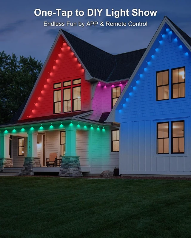 Alt view image 4 of 7 - XINKAITE 150ft Permanent Outdoor Lights for House,Eave Lighting with App/Remote Control, IP67 Waterproof smartlight for Christmas, Halloween, Holiday, Party, Daily