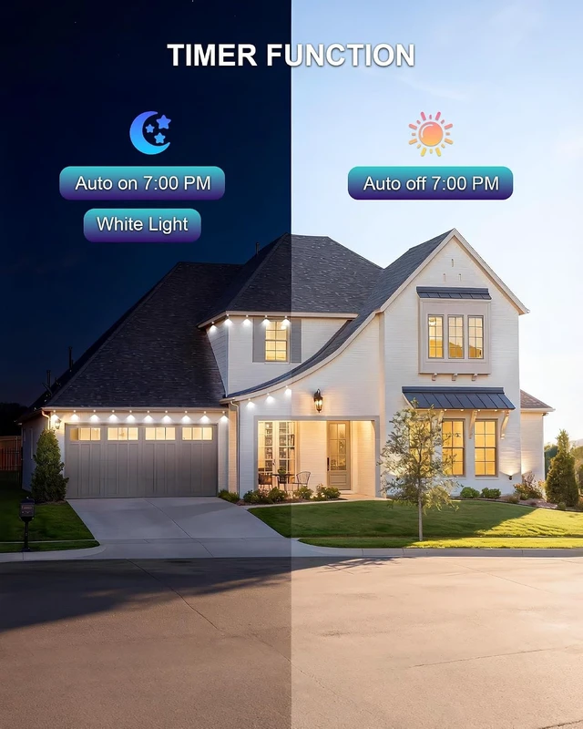Alt view image 6 of 7 - XINKAITE 150ft Permanent Outdoor Lights for House,Eave Lighting with App/Remote Control, IP67 Waterproof smartlight for Christmas, Halloween, Holiday, Party, Daily