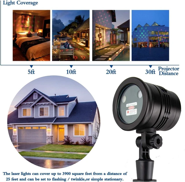 Alt view image 3 of 7 - Christmas Laser Lights, Projector Lights Landscape Spotlight Red and Green Star Show with Christmas Decorative Patterns for Indoor Outdoor Garden Patio Wall