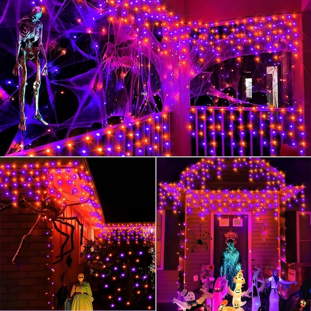 Alt view image 5 of 7 - KNONEW 33FT 400 LED Orange Purple Halloween Lights Outdoor Decor Plug in