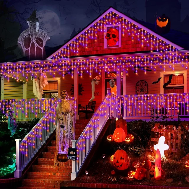 Alt view image 6 of 7 - KNONEW 33FT 400 LED Orange Purple Halloween Lights Outdoor Decor Plug in