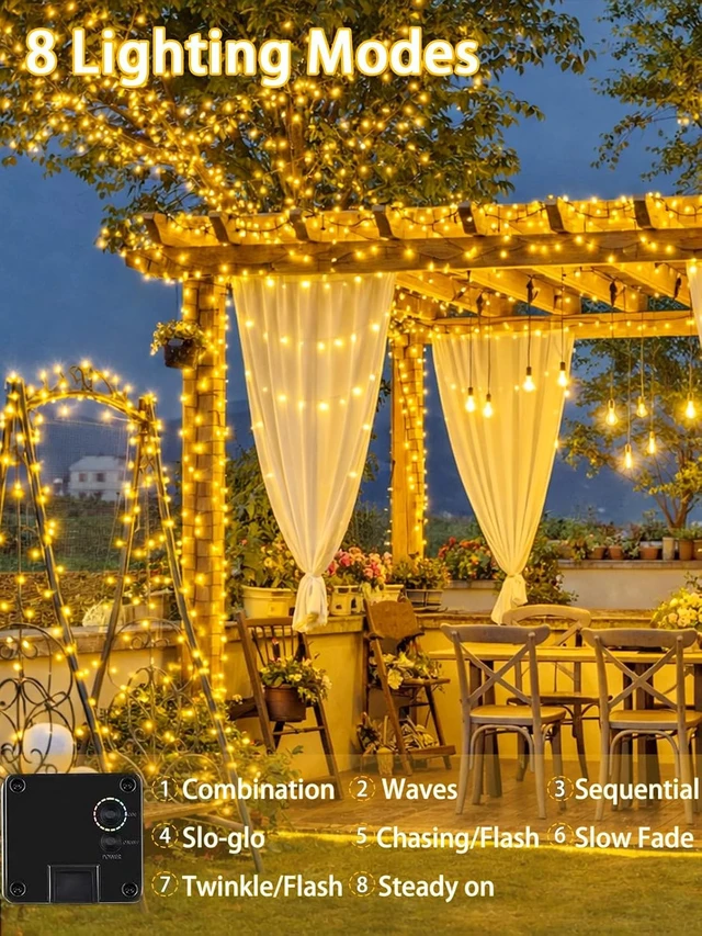 Alt view image 4 of 6 - Solar String Lights Outdoor, 4 Pack 132FT Solar fairy Lights Warm White