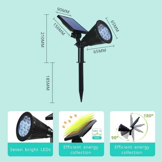 Alt view image 2 of 7 - Solar Spot Lights Outdoor Color Changing, 8 Lighting Modes 2-in-1 Solar Lights Outdoor Waterproof, Auto On/Off Multicolor Solar Powered Landscape Spotlights for Garden Patio Yard Pool, 4 Pack