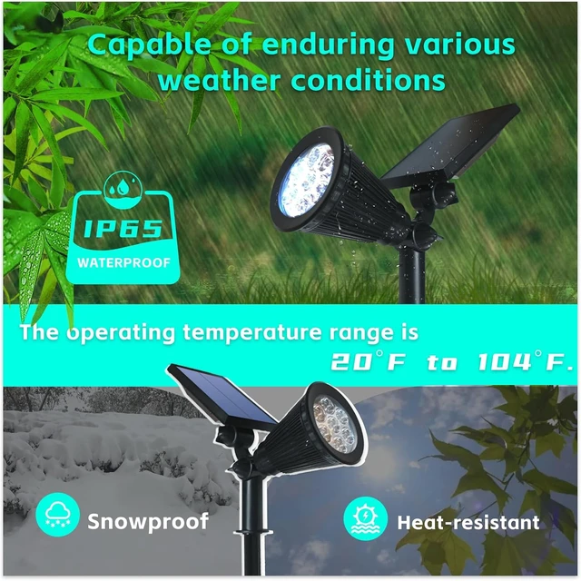 Alt view image 5 of 7 - Solar Spot Lights Outdoor Color Changing, 8 Lighting Modes 2-in-1 Solar Lights Outdoor Waterproof, Auto On/Off Multicolor Solar Powered Landscape Spotlights for Garden Patio Yard Pool, 4 Pack