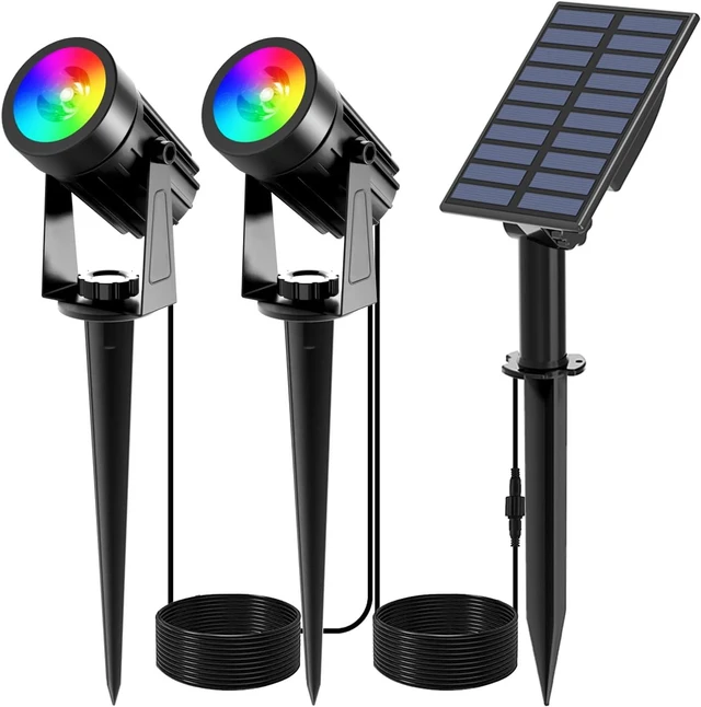 Main image of T-SUNUS RGB Solar Landscape Spotlights IP65 Waterproof 2-IN-1 Outdoor