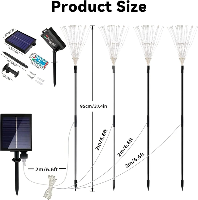Alt view image 4 of 6 - Slyuexu Solar Garden Lights Outdoor Waterproof, 4 Pack Total 480 LED