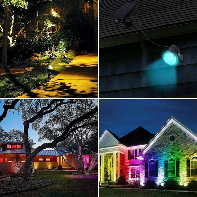 Alt view image 7 of 7 - T-SUNUS RGB Solar Landscape Spotlights IP65 Waterproof 2-IN-1 Outdoor