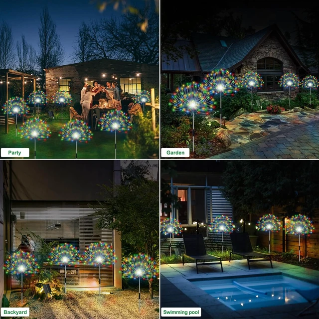 Alt view image 6 of 6 - Slyuexu Solar Garden Lights Outdoor Waterproof, 4 Pack Total 480 LED