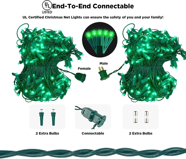Alt view image 4 of 7 - Led Net Lights Christmas Lights Outdoor 200Led 9ftx6ft Upgraded 5mm Wide Angle Led Green Christmas Net Lighting, Waterproof Outdoor Indoor Mesh Net Lights for Xmas Trees, Bushes, Shrubs Decorations