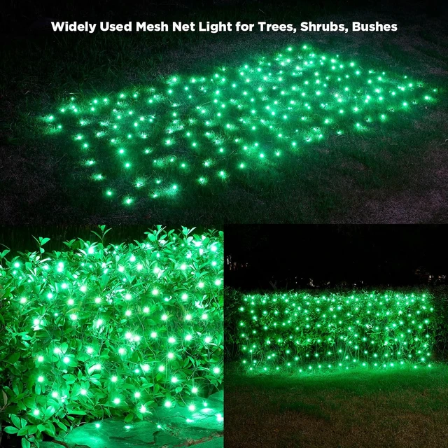 Alt view image 2 of 7 - Led Net Lights Christmas Lights Outdoor 200Led 9ftx6ft Upgraded 5mm Wide Angle Led Green Christmas Net Lighting, Waterproof Outdoor Indoor Mesh Net Lights for Xmas Trees, Bushes, Shrubs Decorations