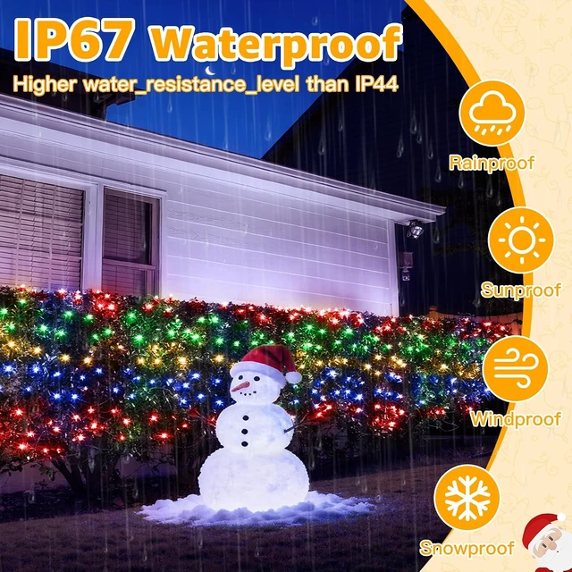 Alt view image 5 of 7 - Ollny Net Lights 210LED 10x7ft, Green Wire Christmas Outdoor Mesh Light