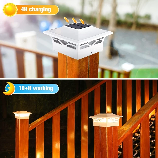 Alt view image 2 of 6 - VOLISUN 6Pack Solar Post Cap Lights, 2 Color Modes Deck Lights, White