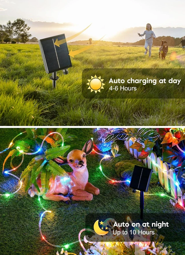 Alt view image 4 of 7 - Brightown Solar String Lights Outdoor Waterproof, 39FT 100LEDs, Multicolor