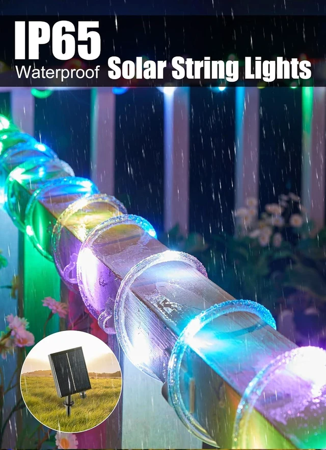 Alt view image 5 of 7 - Brightown Solar String Lights Outdoor Waterproof, 39FT 100LEDs, Multicolor