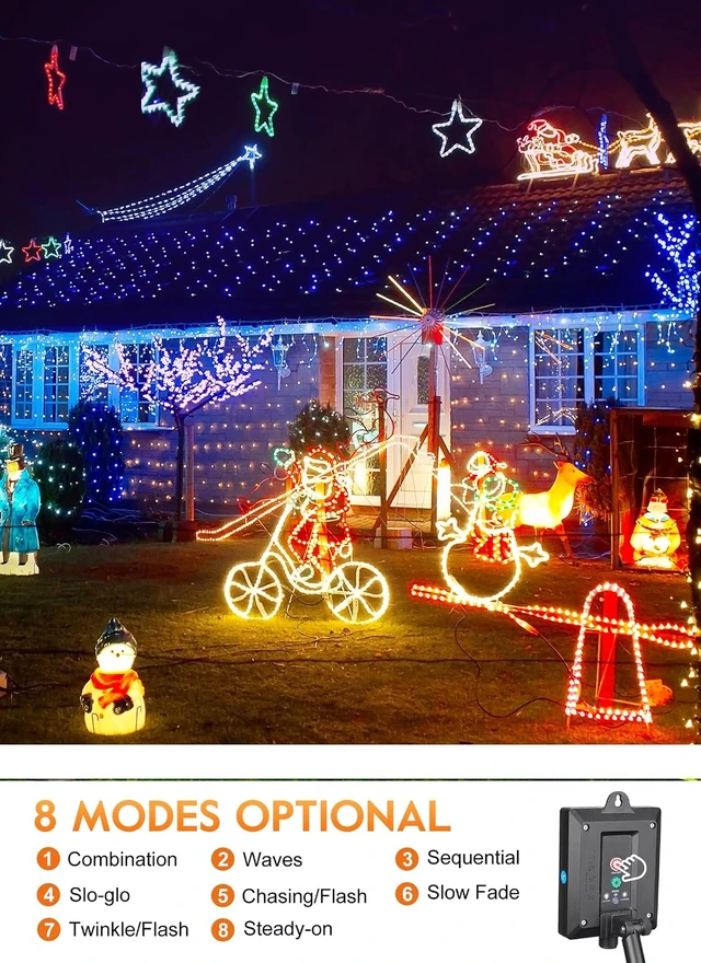 Alt view image 3 of 7 - Brightown Solar String Lights Outdoor Waterproof, 39FT 100LEDs, Multicolor