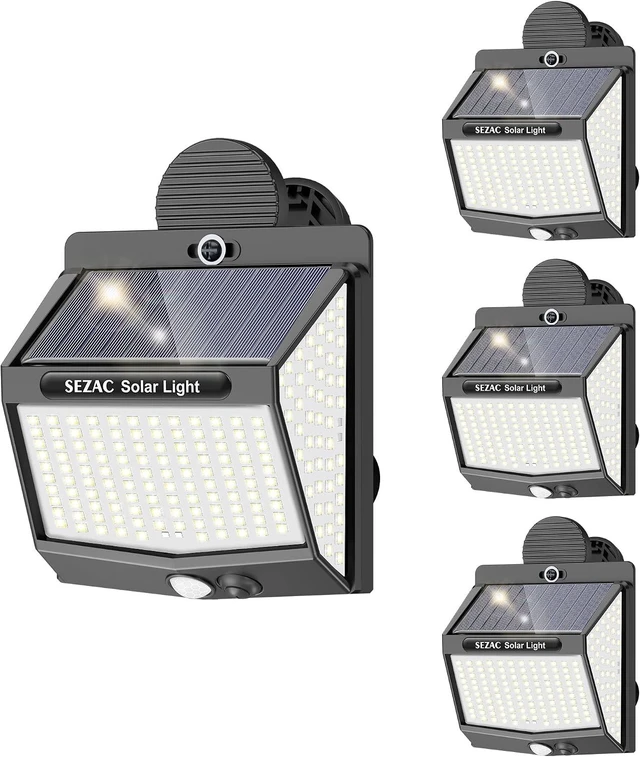 Main image of SEZAC Clip On Solar Lights Outdoor,218LED Motion Sensor Solar Fence Lights