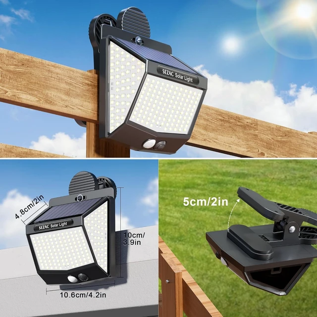 Alt view image 3 of 6 - SEZAC Clip On Solar Lights Outdoor,218LED Motion Sensor Solar Fence Lights