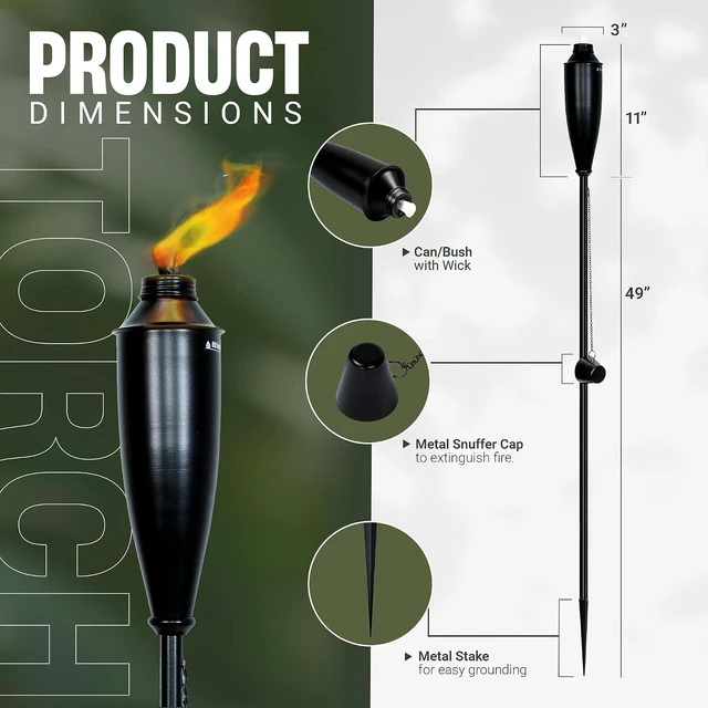 Alt view image 3 of 7 - Garden Torches for Outside - Deco Home Pack of 4 Metal Garden Torches Citronella for Outdoor Ambiance - Decorative and Functional for Patio, Lawn, and Backyard-Black