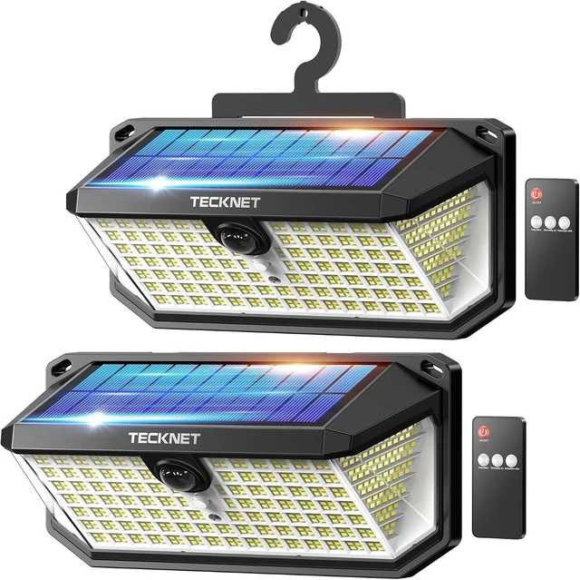 Main image of TECKNET 546 LED Motion Sensor Outdoor Lights with Remote Control Hook 2Pack