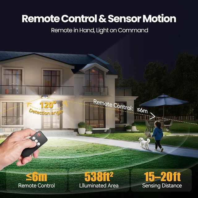 Alt view image 2 of 7 - TECKNET 546 LED Motion Sensor Outdoor Lights with Remote Control Hook 2Pack