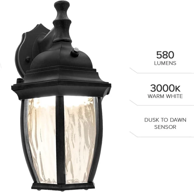 Alt view image 4 of 7 - Maxxima LED Black Outdoor Wall Light, 580 Lumens 3000K, Dusk to Dawn Sensor