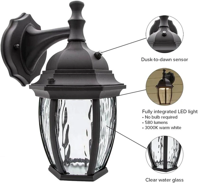 Alt view image 6 of 7 - Maxxima LED Black Outdoor Wall Light, 580 Lumens 3000K, Dusk to Dawn Sensor