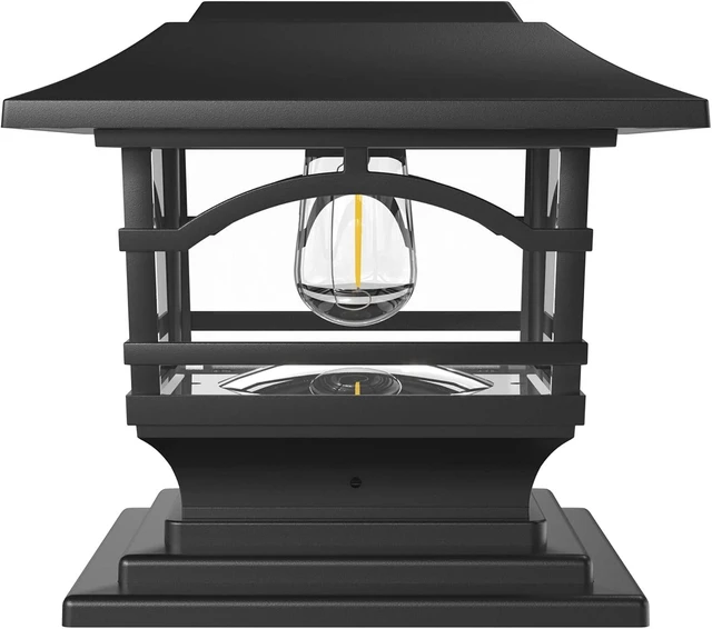 Main image of Davinci Lighting Edison Solar Outdoor Post Cap Lights - 4x4 5x5 6x6 - Bright LED Light for Fence Deck Garden or Patio Posts - Slate Black (1 Pack)