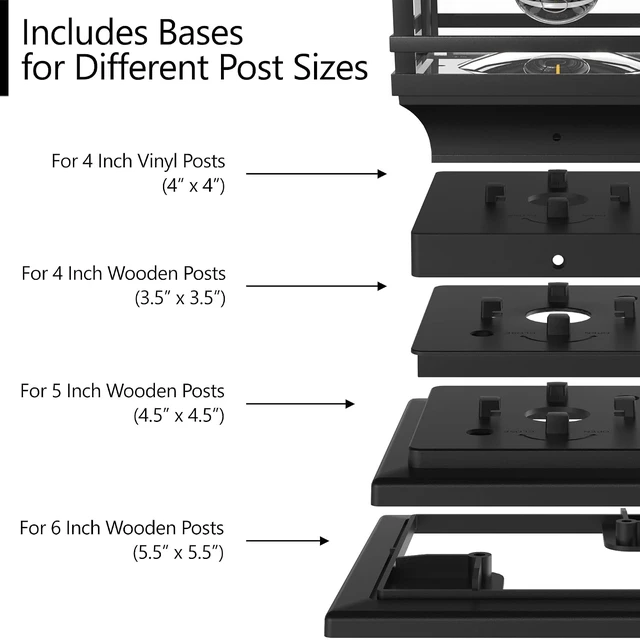 Alt view image 3 of 6 - Davinci Lighting Edison Solar Outdoor Post Cap Lights - 4x4 5x5 6x6 - Bright LED Light for Fence Deck Garden or Patio Posts - Slate Black (1 Pack)