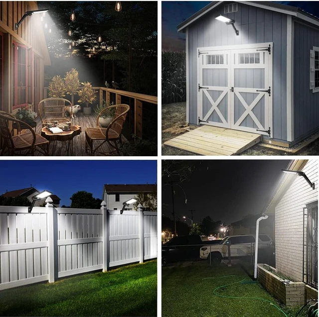 Alt view image 2 of 7 - 56LED Solar Flood Light, Outside Security Motion Sensor Lights with Remote, 3 Lighting Modes with Remote for Backyard Gutter Garage Shed 2 Pack