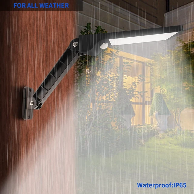 Alt view image 5 of 7 - 56LED Solar Flood Light, Outside Security Motion Sensor Lights with Remote, 3 Lighting Modes with Remote for Backyard Gutter Garage Shed 2 Pack