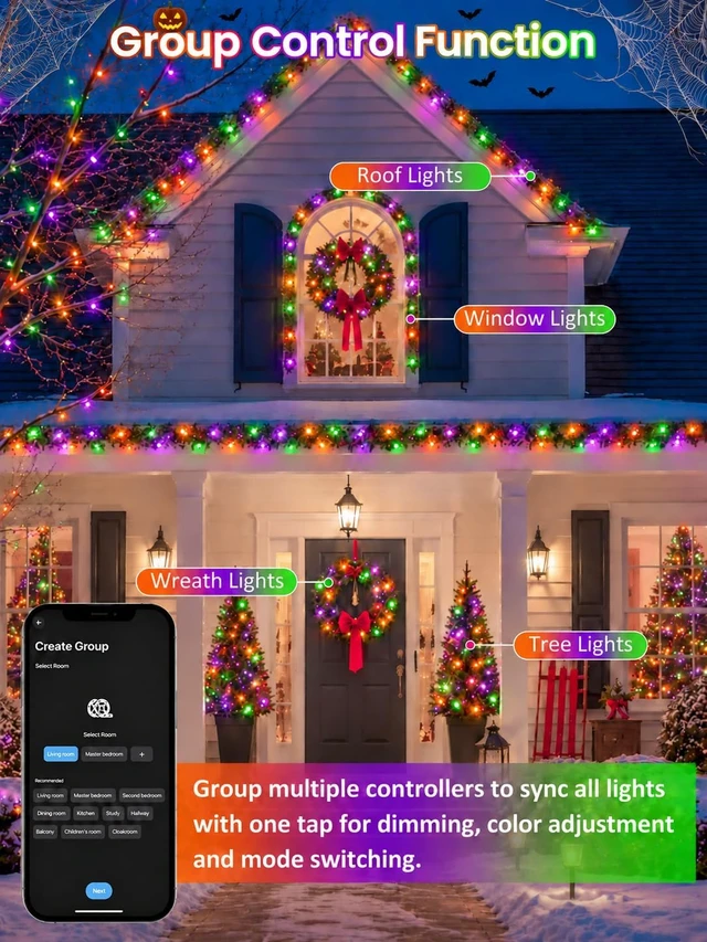 Alt view image 4 of 7 - 100 LED Smart Color Changing Halloween Fairy Lights App Control with Remote
