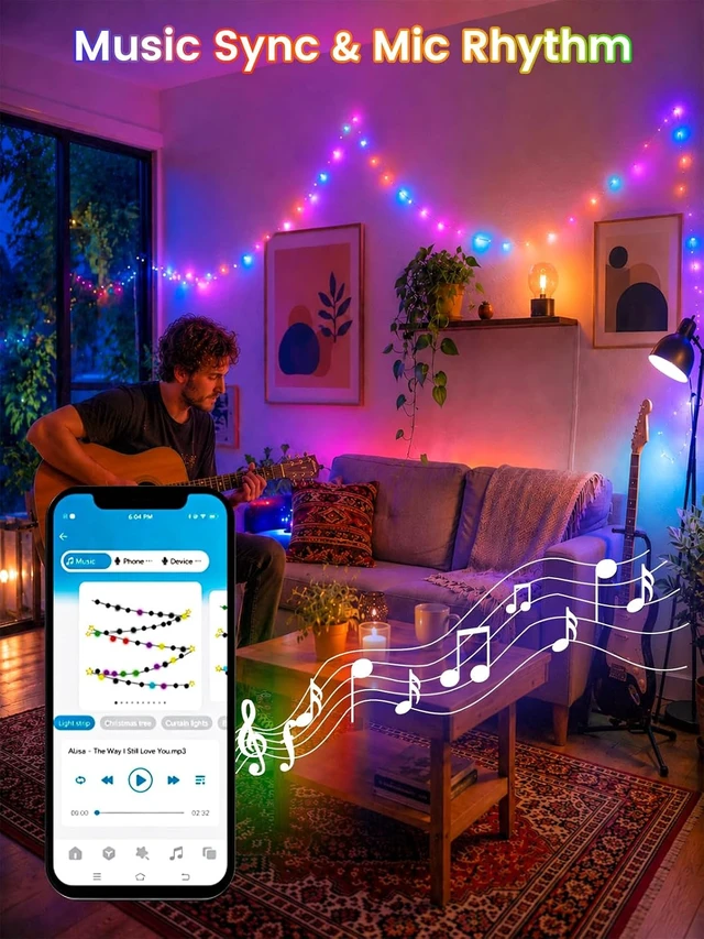 Alt view image 7 of 7 - 100 LED Smart Color Changing Halloween Fairy Lights App Control with Remote