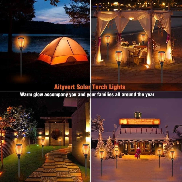Alt view image 3 of 4 - Aityvert Upgraded Larger Solar Torch Lights, Waterproof Outdoor Dancing Flames Light, Flickering Flames Garden Lights, Landscape Decoration Pathway Patio Lights 43" 96 LED (4 Pack)