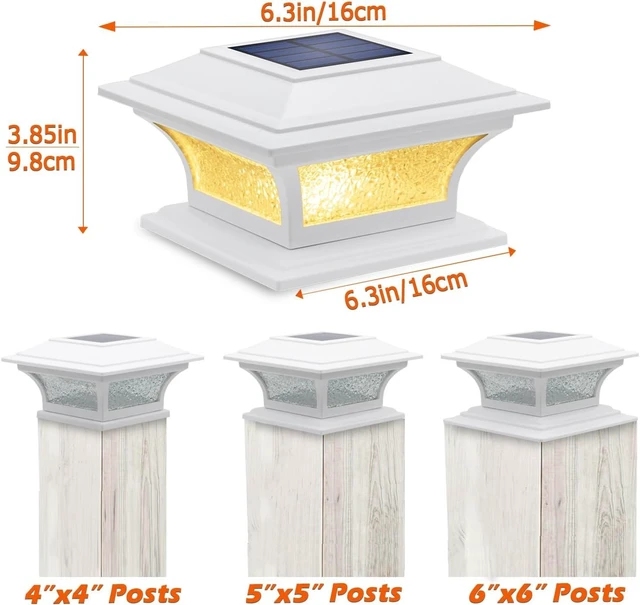 Alt view image 3 of 6 - SIEDiNLAR Solar Post Lights Outdoor Glass, 2 Modes 2 Pack White, Warm/White
