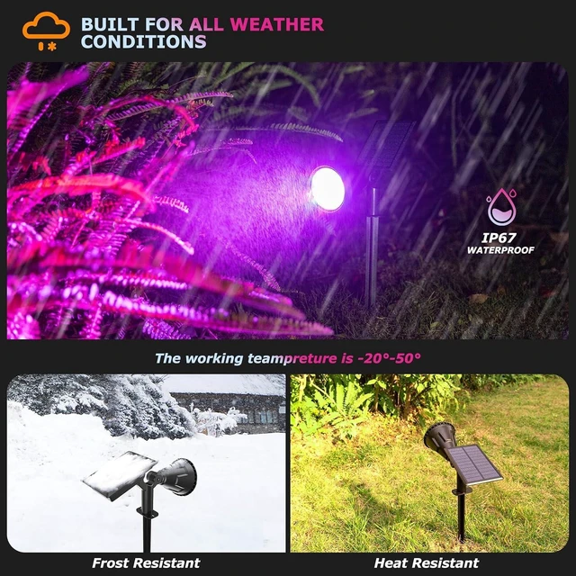 Alt view image 4 of 7 - Color Changing Solar Spot Lights Outdoor, 21 LEDs Brightness Solar Pathway Lights Outdoor, IP67 Waterproof Exterior Solar Lights for House, 2-in-1 Solar Flood Lights Outdoor for Yard