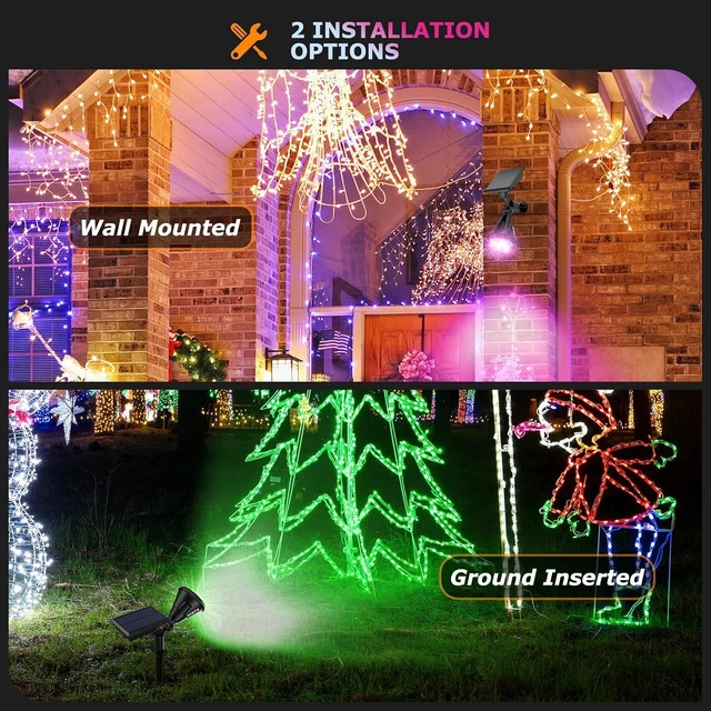 Alt view image 5 of 7 - Color Changing Solar Spot Lights Outdoor, 21 LEDs Brightness Solar Pathway Lights Outdoor, IP67 Waterproof Exterior Solar Lights for House, 2-in-1 Solar Flood Lights Outdoor for Yard
