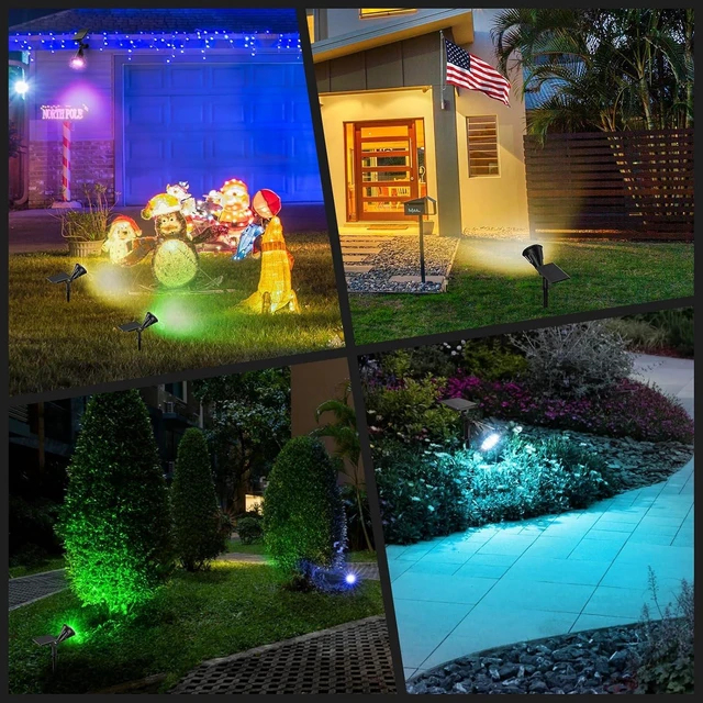 Alt view image 6 of 7 - Color Changing Solar Spot Lights Outdoor, 21 LEDs Brightness Solar Pathway Lights Outdoor, IP67 Waterproof Exterior Solar Lights for House, 2-in-1 Solar Flood Lights Outdoor for Yard