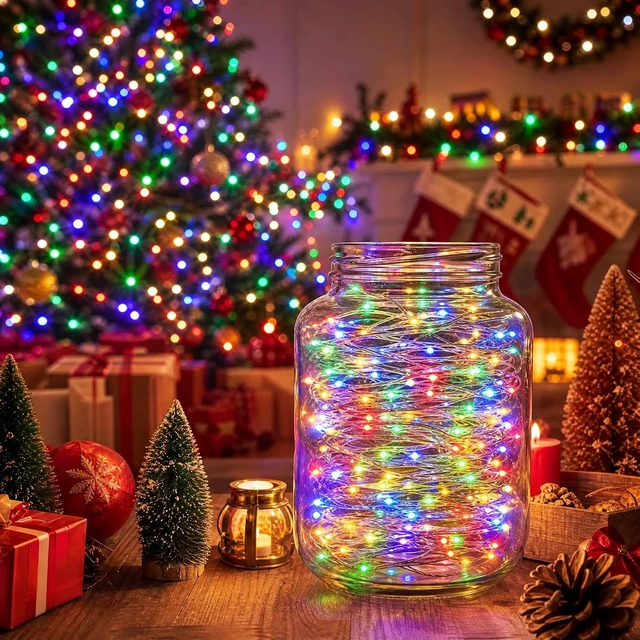 Alt view image 7 of 7 - Dazzle Bright Color Changing Fairy Lights Battery Operated, 2 Pack Total 40FT 120LED Silver Copper Wire RGB String Lights with Remote, Waterproof Halloween Decorations for Indoor Outdoor Party Decor