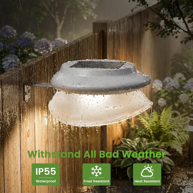 Alt view image 3 of 6 - JSOT Solar Deck Lights Perfect for Fence, Deck Rail, Wall Décor-Cool White 6P-White