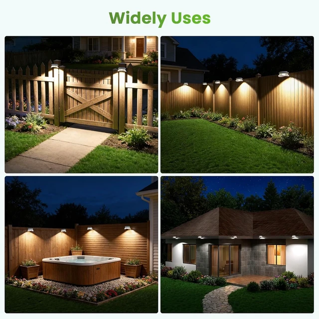 Alt view image 2 of 6 - JSOT Solar Deck Lights Perfect for Fence, Deck Rail, Wall Décor-Cool White 6P-White