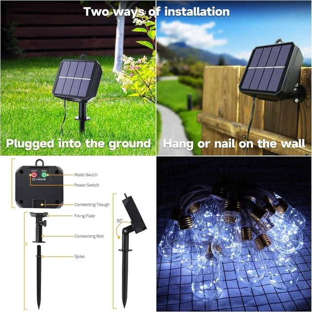 Alt view image 6 of 7 - Solar Outdoor String Lights, 20Ft Vintage Rope Hemp Solar Patio Lights