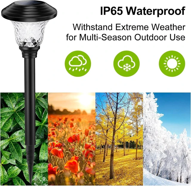 Alt view image 7 of 7 - Glass Solar Lights Outdoor waterproof, 8 Pack Super Bright Solar Pathway Lights, Up to 12 Hrs Long Last Auto On/Off Garden Lights Solar Powered, Stainless Steel LED Light For Yard Landscape Cool White